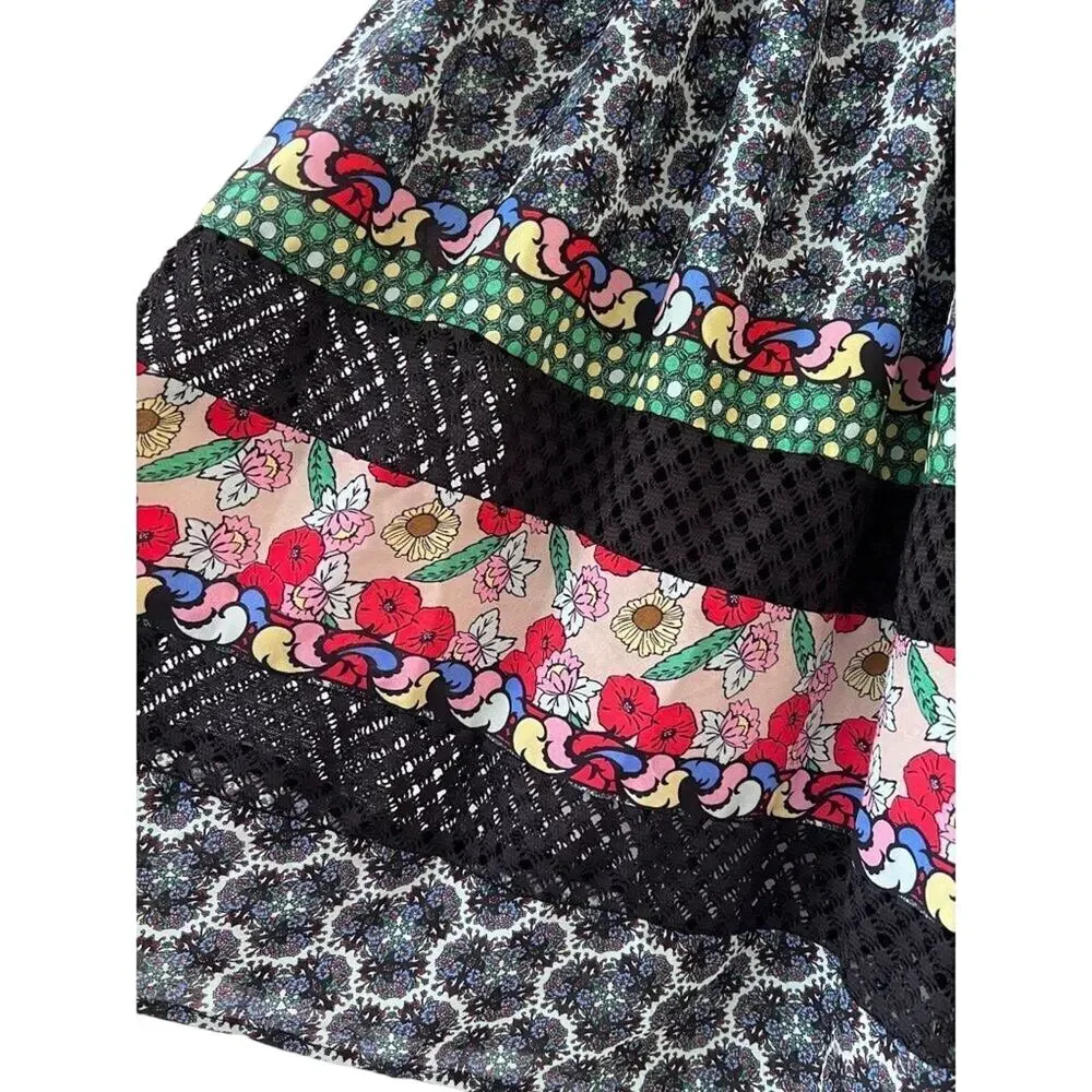 Disney Alice Through The Looking Glass Patchwork Floral Midi Skirt Boho M lace - Picture 4 of 6